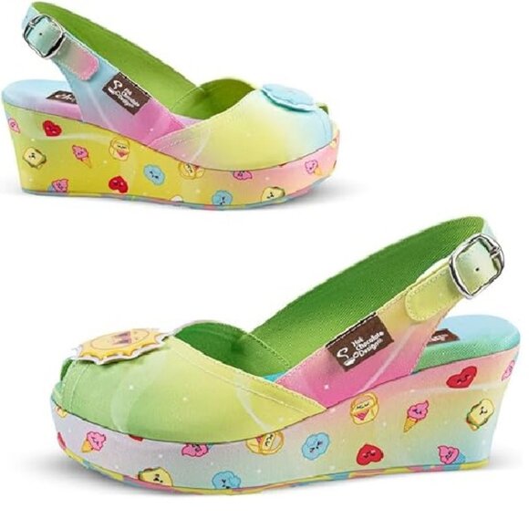 Hot Chocolate Design Chocolaticas Platform Wedge Slingback Sandals PICNIC Sz 8 - Picture 2 of 16